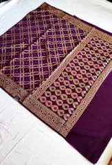 Beautiful Banarsi Dupion Silk Saree in Plum colour in Gharchola Design